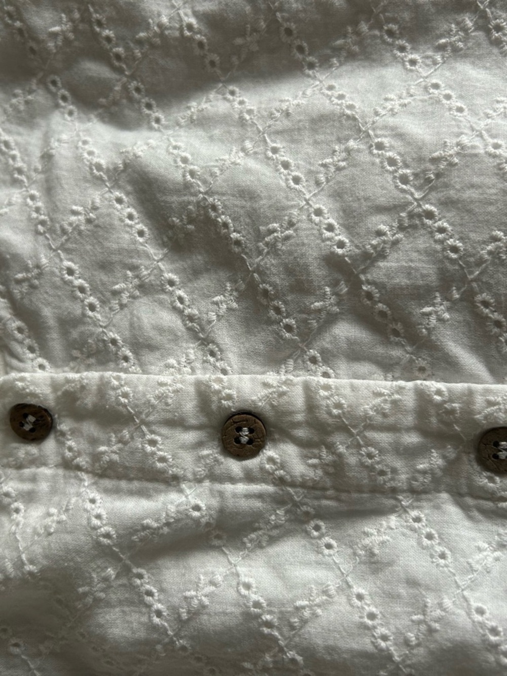 Neuflora White Eyelet Button-Front Peasant Blouse - Picture 4 of 4